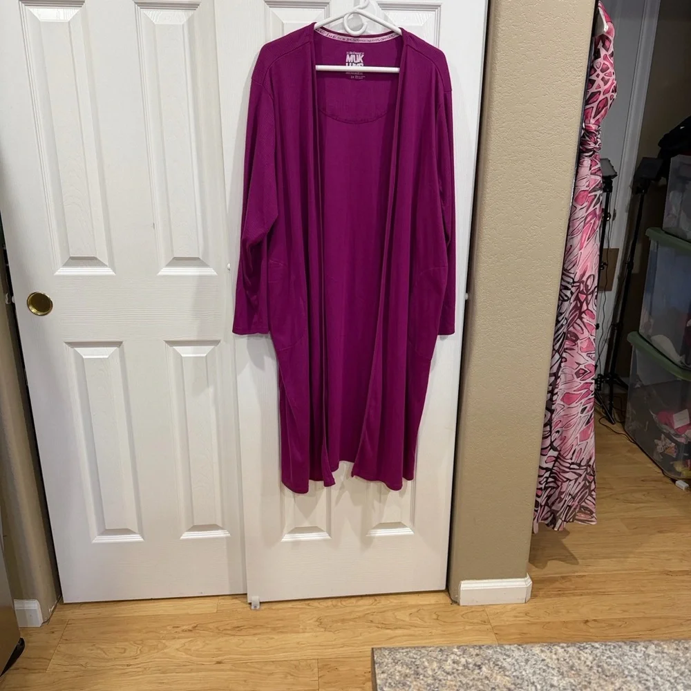 Muk Luks Fuchsia Open Cardigan and pants - Size 2X - Picture 14 of 14